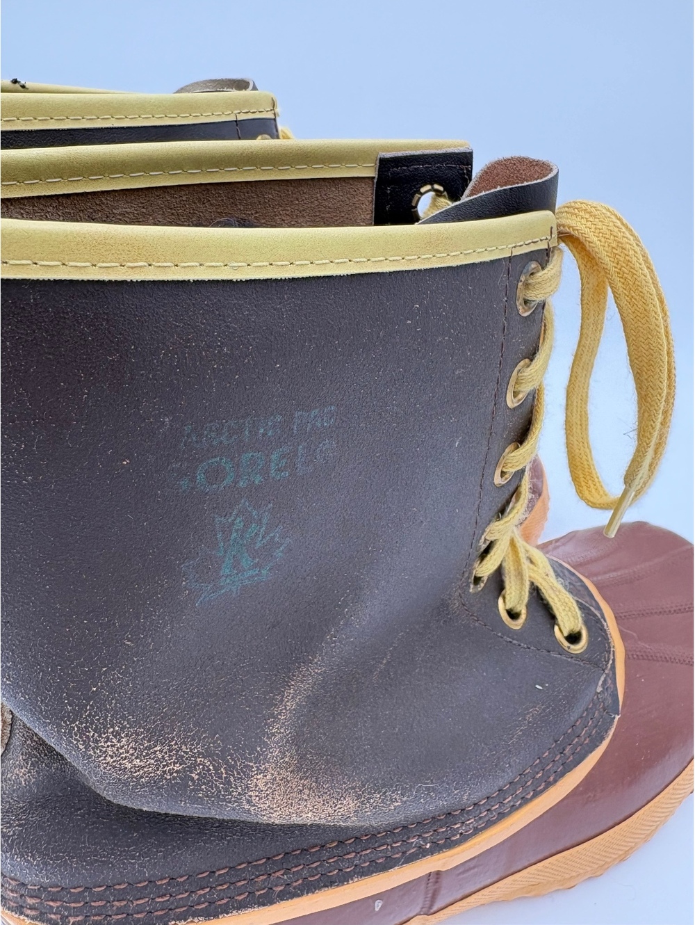 Sorel Arctic Pac Wool Lined Vintage Woman sz 10 Winter Boots Brown and Yellow - Picture 8 of 9